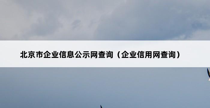 北京市企业信息公示网查询（企业信用网查询） 