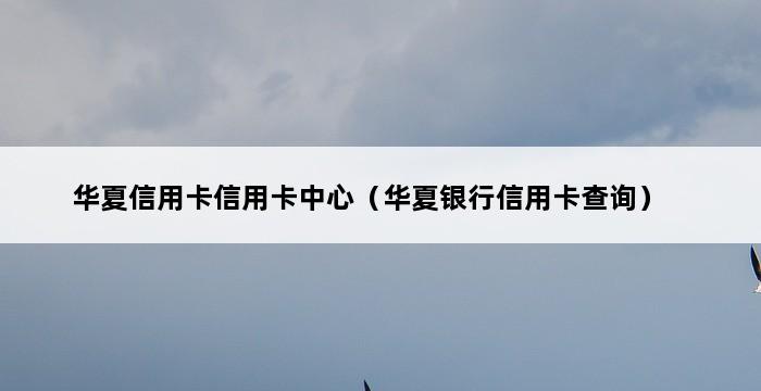 华夏信用卡信用卡中心（华夏银行信用卡查询） 