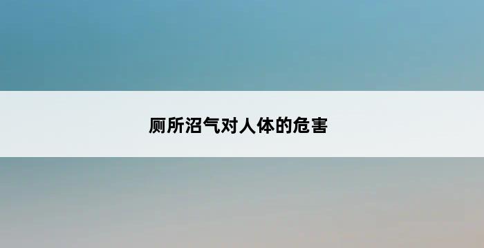 厕所沼气对人体的危害 