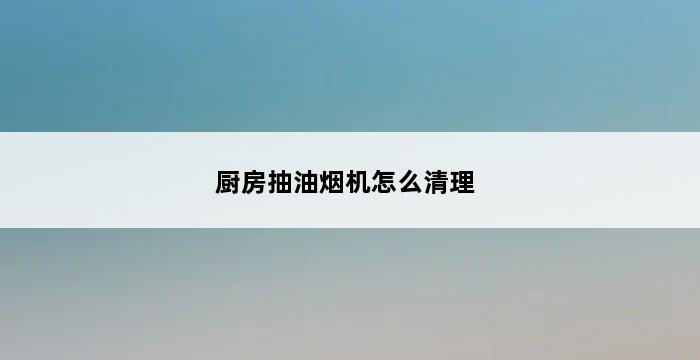 厨房抽油烟机怎么清理 