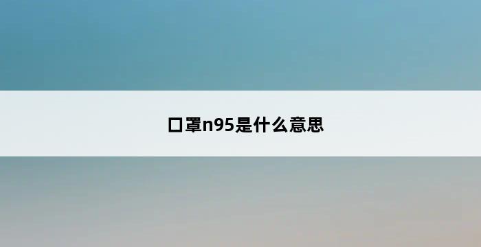 口罩n95是什么意思 