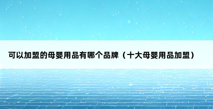 可以加盟的母婴用品有哪个品牌（十大母婴用品加盟） 