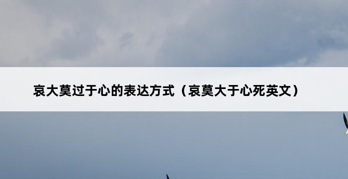 哀大莫过于心的表达方式（哀莫大于心死英文） 