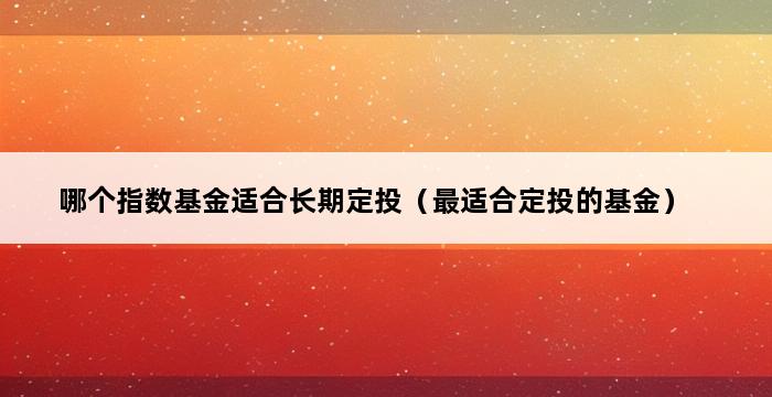 哪个指数基金适合长期定投（最适合定投的基金） 