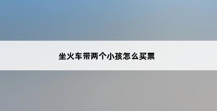 坐火车带两个小孩怎么买票 