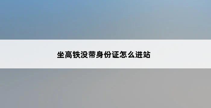 坐高铁没带身份证怎么进站 