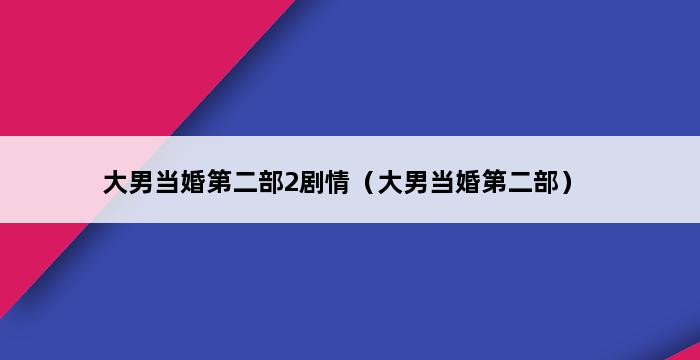 大男当婚第二部2剧情（大男当婚第二部） 