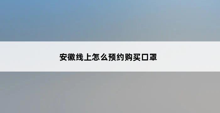 安徽线上怎么预约购买口罩 