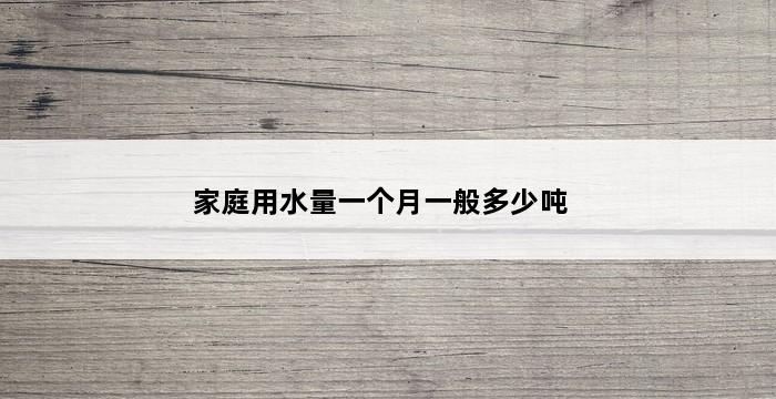 家庭用水量一个月一般多少吨 