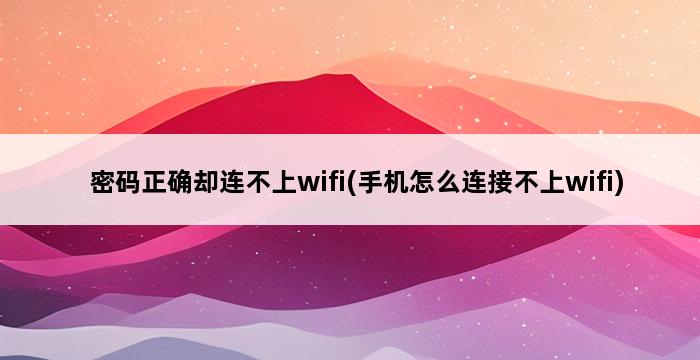 密码正确却连不上wifi(手机怎么连接不上wifi) 