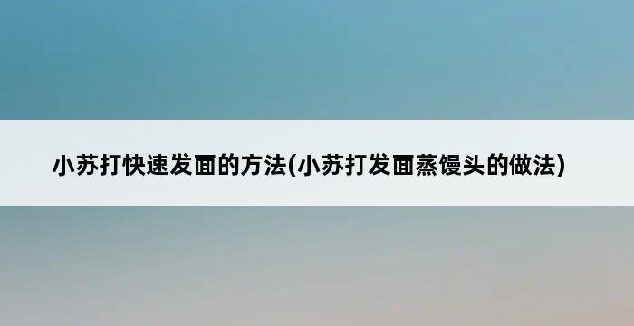 小苏打快速发面的方法(小苏打发面蒸馒头的做法) 