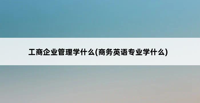 工商企业管理学什么(商务英语专业学什么) 