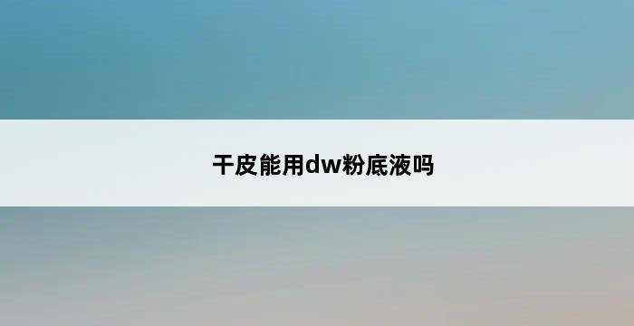 干皮能用dw粉底液吗 