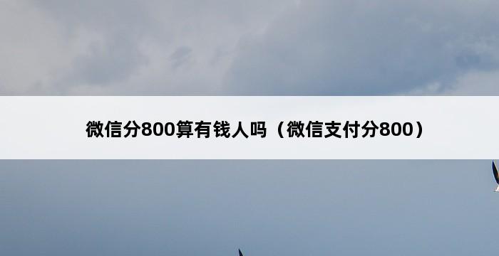 微信分800算有钱人吗（微信支付分800） 