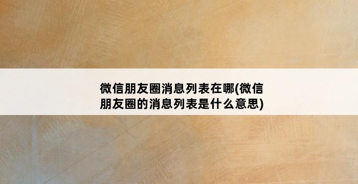 微信朋友圈消息列表在哪(微信朋友圈的消息列表是什么意思) 