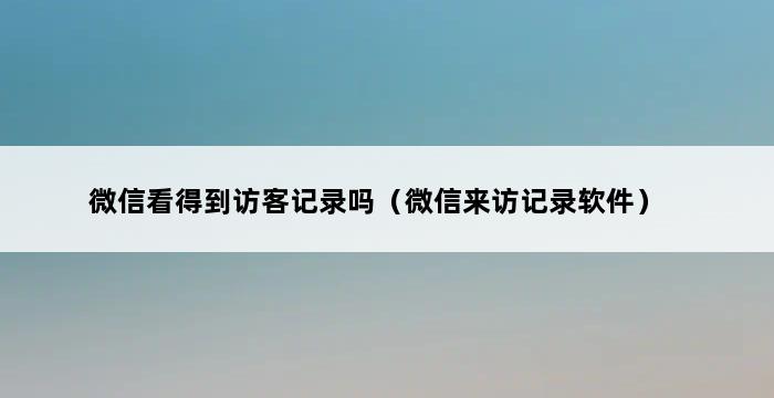 微信看得到访客记录吗（微信来访记录软件） 