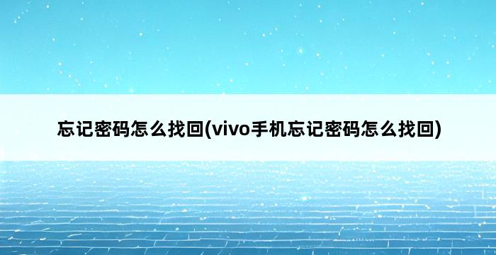 忘记密码怎么找回(vivo手机忘记密码怎么找回) 