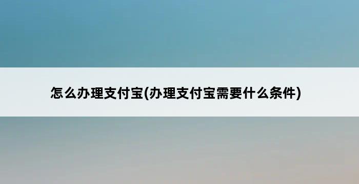 怎么办理支付宝(办理支付宝需要什么条件) 