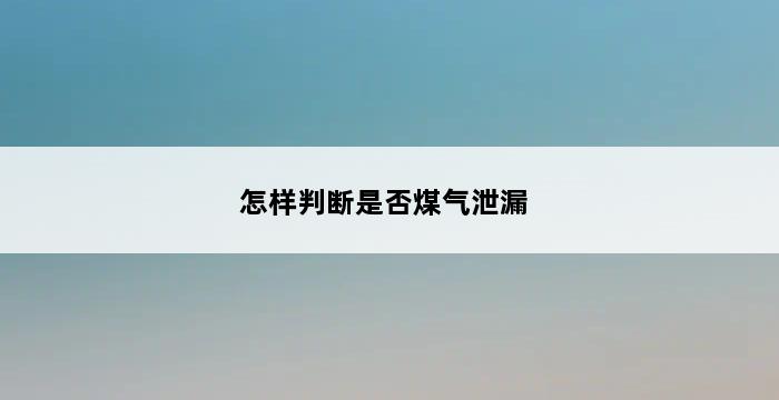 怎样判断是否煤气泄漏 