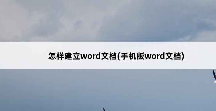 怎样建立word文档(手机版word文档) 