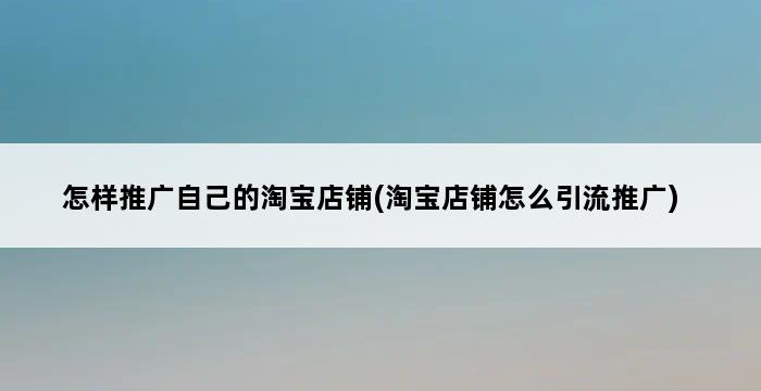 怎样推广自己的淘宝店铺(淘宝店铺怎么引流推广) 