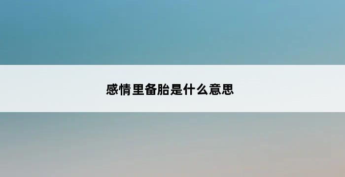 感情里备胎是什么意思 