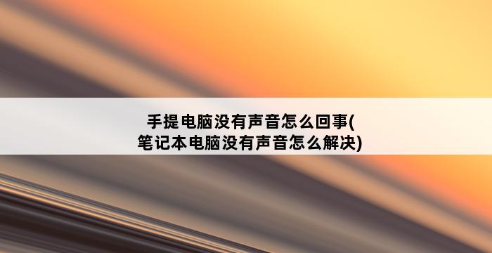 手提电脑没有声音怎么回事(笔记本电脑没有声音怎么解决) 