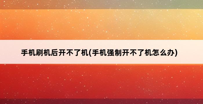 手机刷机后开不了机(手机强制开不了机怎么办) 