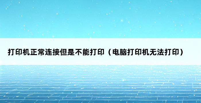 打印机正常连接但是不能打印（电脑打印机无法打印） 