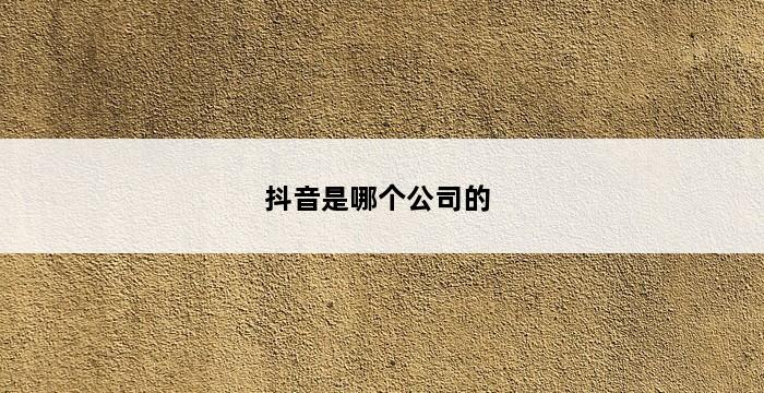 抖音是哪个公司的 