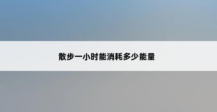 散步一小时能消耗多少能量 