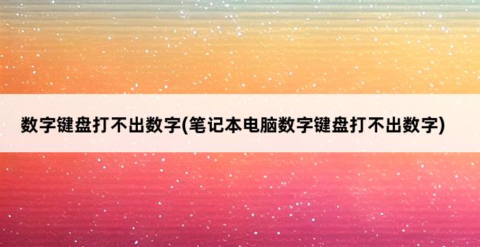 数字键盘打不出数字(笔记本电脑数字键盘打不出数字) 