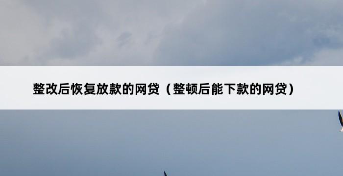 整改后恢复放款的网贷（整顿后能下款的网贷） 