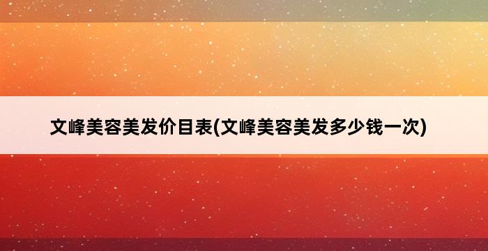 文峰美容美发价目表(文峰美容美发多少钱一次) 