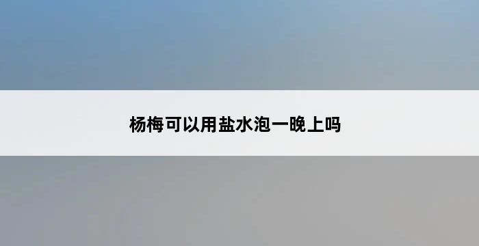 杨梅可以用盐水泡一晚上吗 