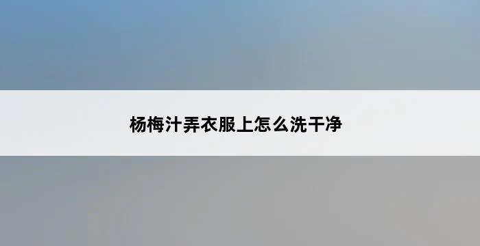 杨梅汁弄衣服上怎么洗干净 