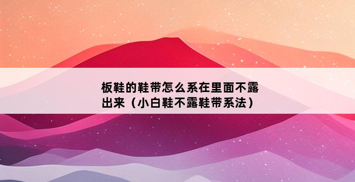 板鞋的鞋带怎么系在里面不露出来（小白鞋不露鞋带系法） 