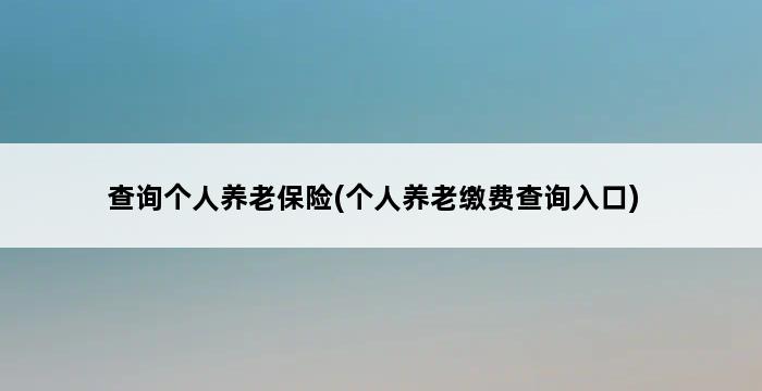 查询个人养老保险(个人养老缴费查询入口) 