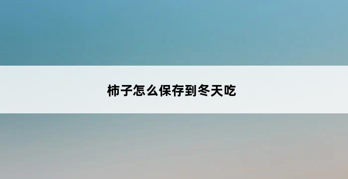 柿子怎么保存到冬天吃 