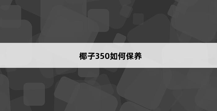 椰子350如何保养 