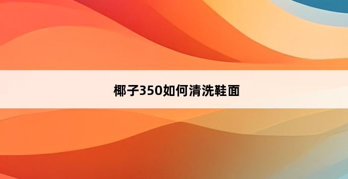 椰子350如何清洗鞋面 