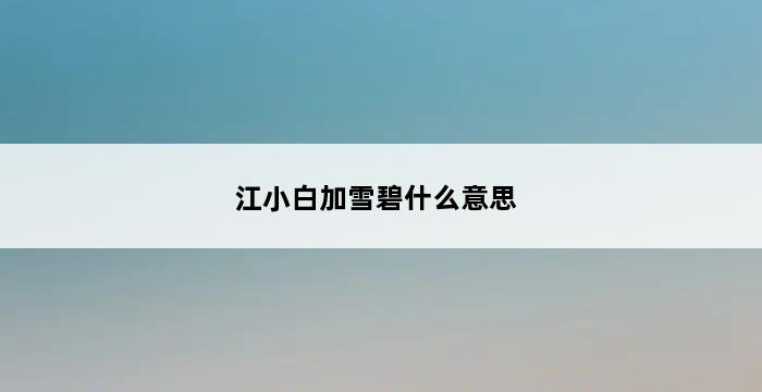 江小白加雪碧什么意思 