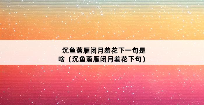 沉鱼落雁闭月羞花下一句是啥（沉鱼落雁闭月羞花下句） 