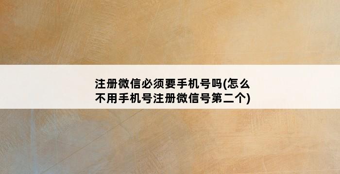 注册微信必须要手机号吗(怎么不用手机号注册微信号第二个) 