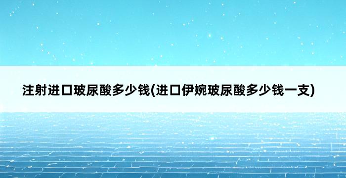 注射进口玻尿酸多少钱(进口伊婉玻尿酸多少钱一支) 