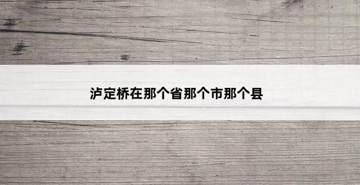 泸定桥在那个省那个市那个县 