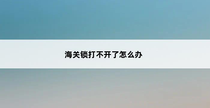 海关锁打不开了怎么办 