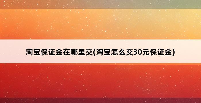 淘宝保证金在哪里交(淘宝怎么交30元保证金) 