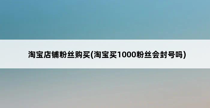 淘宝店铺粉丝购买(淘宝买1000粉丝会封号吗) 