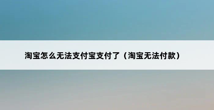 淘宝怎么无法支付宝支付了（淘宝无法付款） 